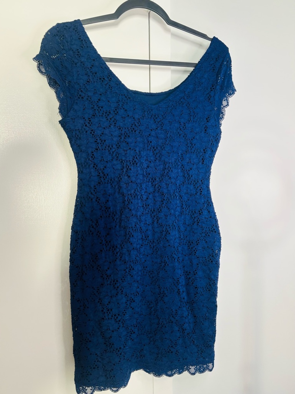 Forever 21 Navy Blue Lace Cap-Sleeve Woman Mini Dress Size L